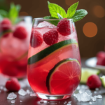 "Try this Sparkling Raspberry Lime Mojito for a light and refreshing cocktail! Fresh raspberries, zesty lime, and mint create the perfect fizzy drink."